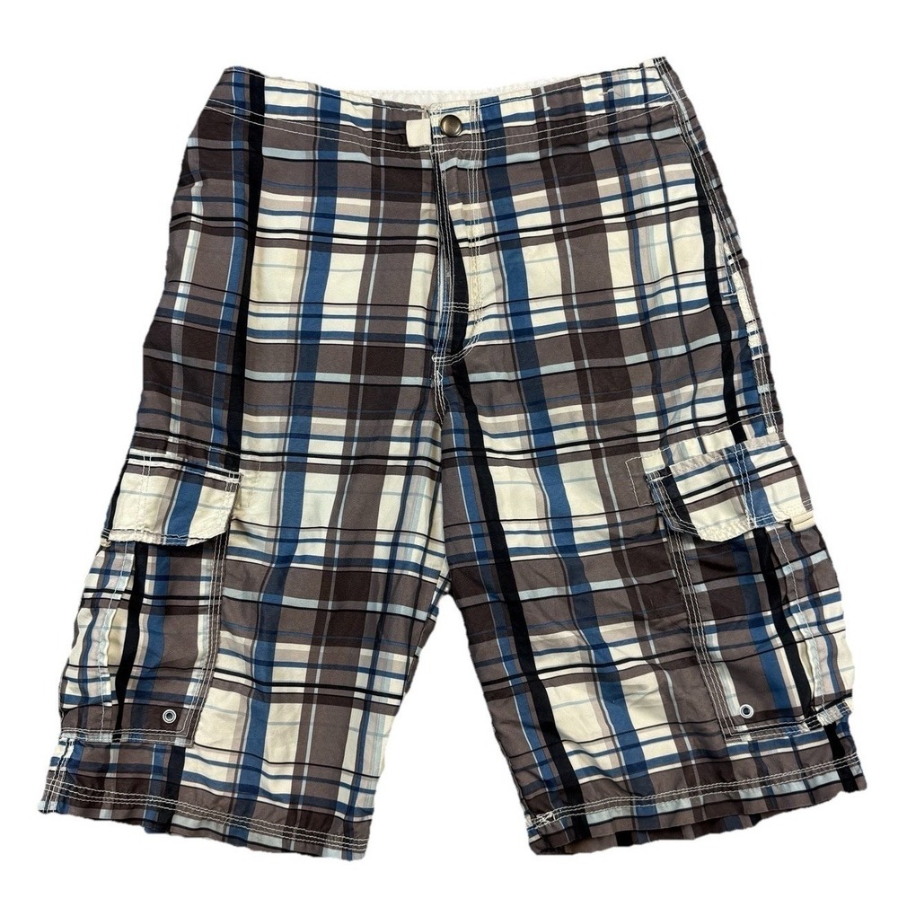UNIONBAY Boy's Plaid Print Board Shorts Size 12 Y2K Preppy Beach Lightweight